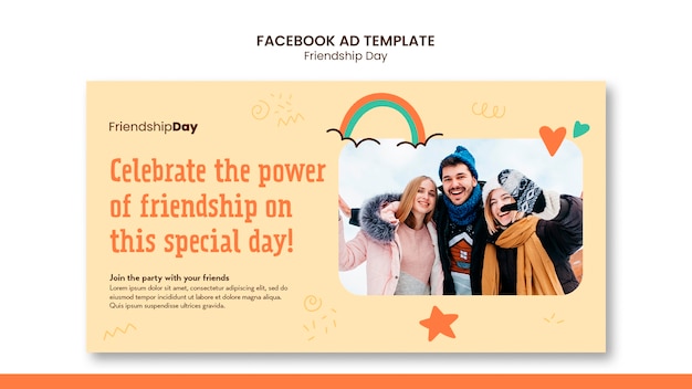 PSD flat design friendship day facebook template