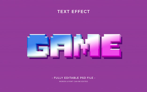 Flat design game pixel text effect template