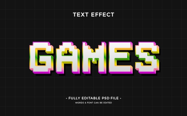 flat design games pixel text effect template