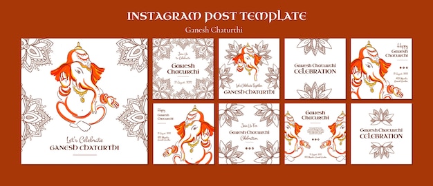 PSD flat design ganesh chaturthi template