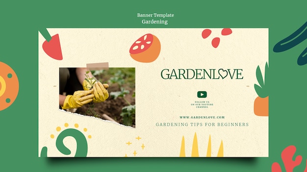 PSD flat design gardening template