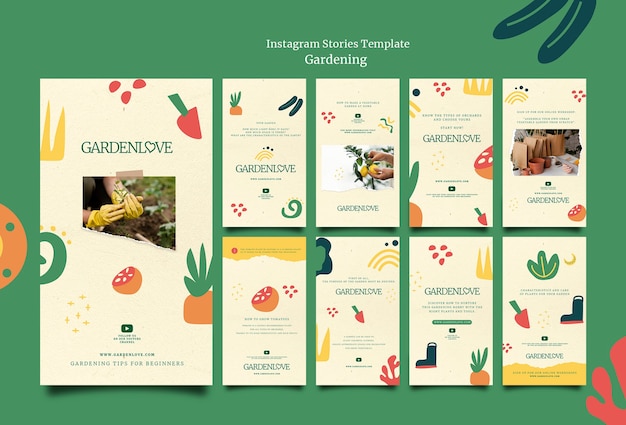 Flat design gardening template
