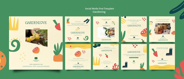 PSD flat design gardening template