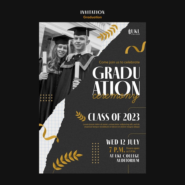 PSD flat design graduation template design