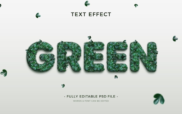 PSD 평면 디자인 녹색 텍스트 효과