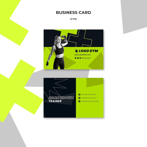 PSD flat design gym training business card