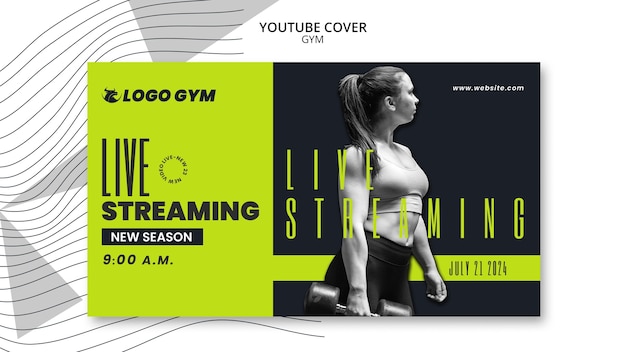 Flat design gym training youtube cover