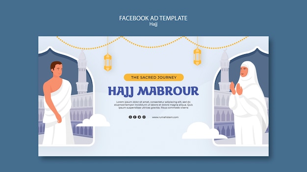 PSD flat design hajj season facebook template