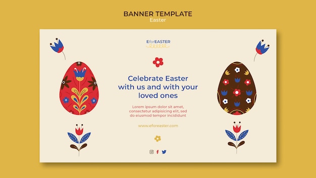 PSD flat design happy easter template