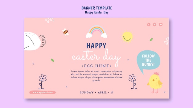 PSD flat design happy easter template