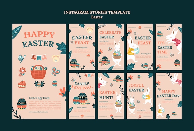 PSD flat design happy easter template