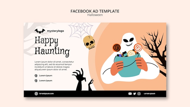 Flat design happy halloween template