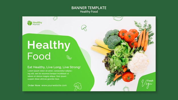 Flat design healthy food banner template