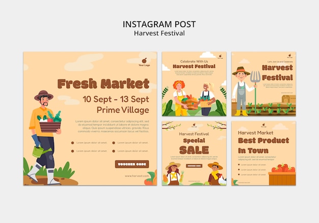 flat design hervest festival template