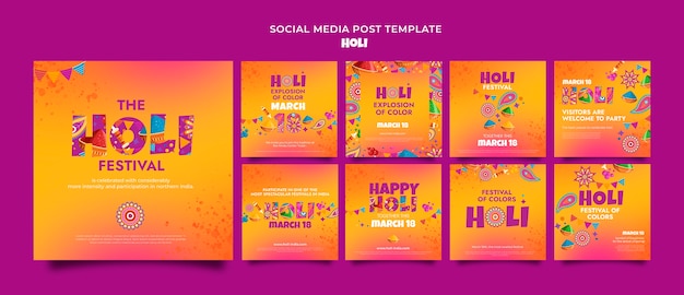 PSD flat design holi festival design template