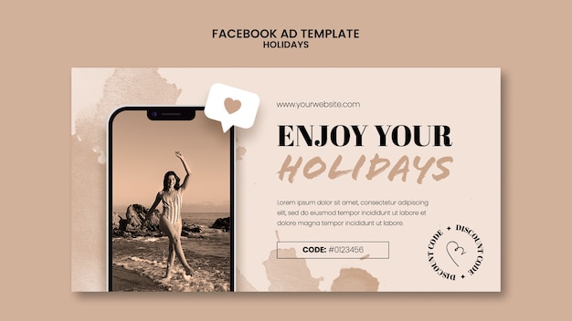 Modello di annuncio facebook per le vacanze di design piatto