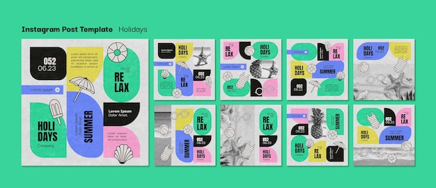 PSD flat design holiday instagram posts