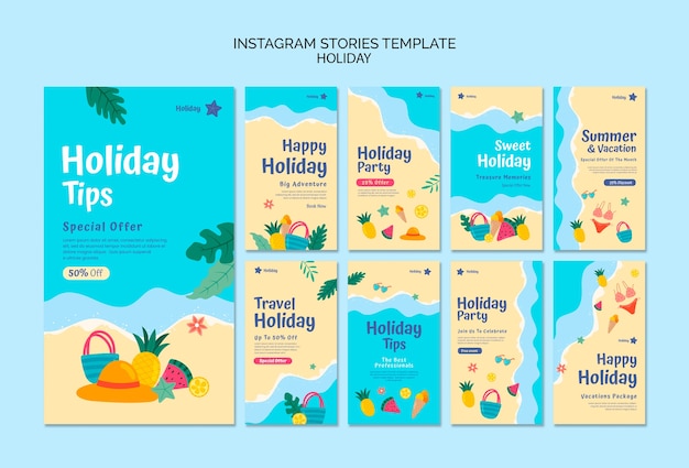 PSD modello di instagram per le vacanze di design piatto