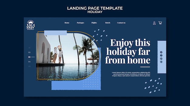 Flat design holiday landing page template design