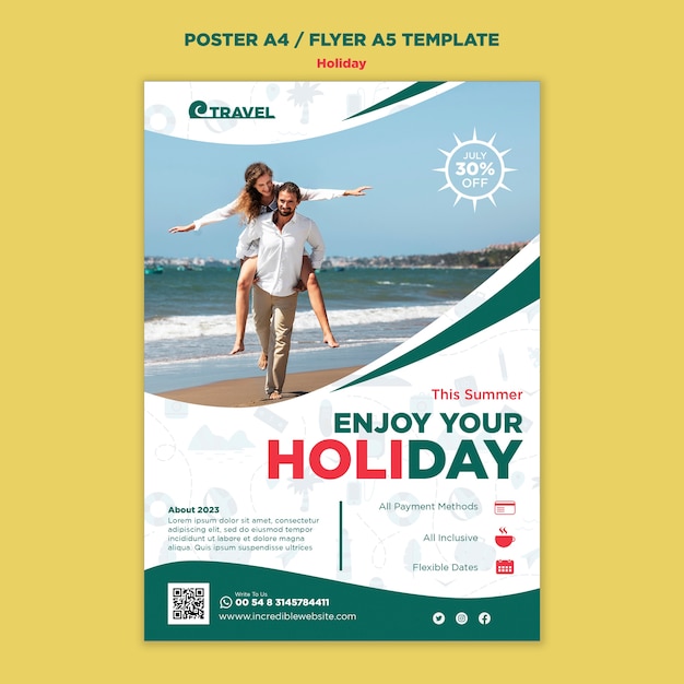 PSD flat design holiday  template