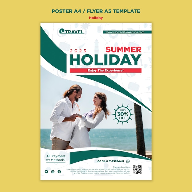 PSD flat design holiday  template