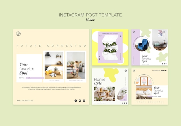 PSD post di instagram di design per la casa di design piatto