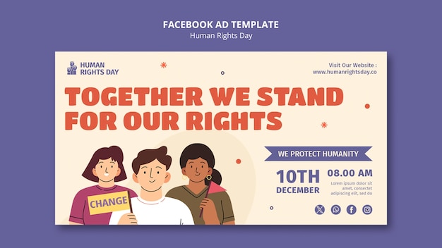 Flat design human rights day  facebook template