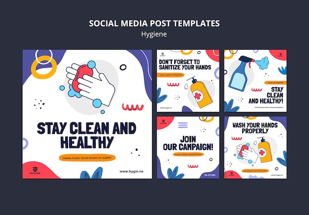 PSD flat design hygiene instagram post template