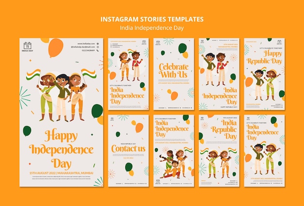 Flat design indian independence day template