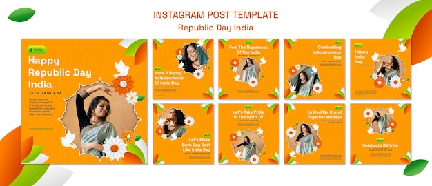 PSD flat design indian independence day template