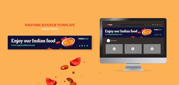 PSD flat design indian menu template