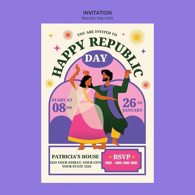 flat design indian republic day template