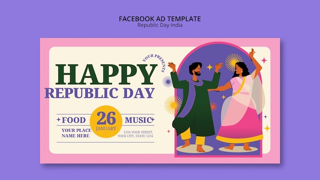 flat design indian republic day template
