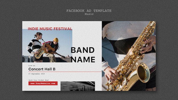 PSD flat design indie music facebook template