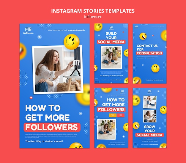 Modello di instagram influencer design piatto