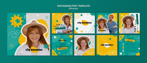 Post di instagram di lavoro di influencer di design piatto