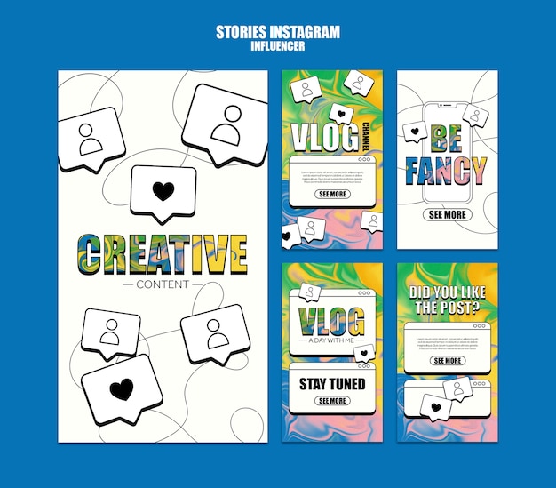 Storie di instagram di stile di vita di influencer di design piatto