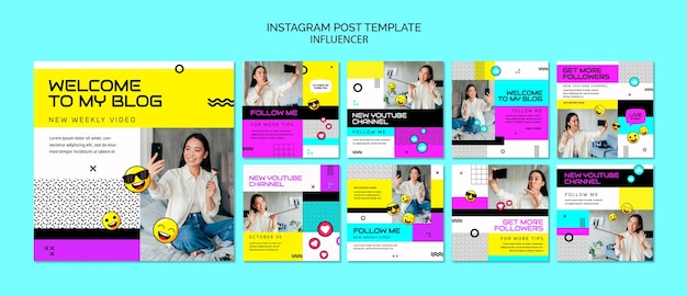 PSD flat design influencer template