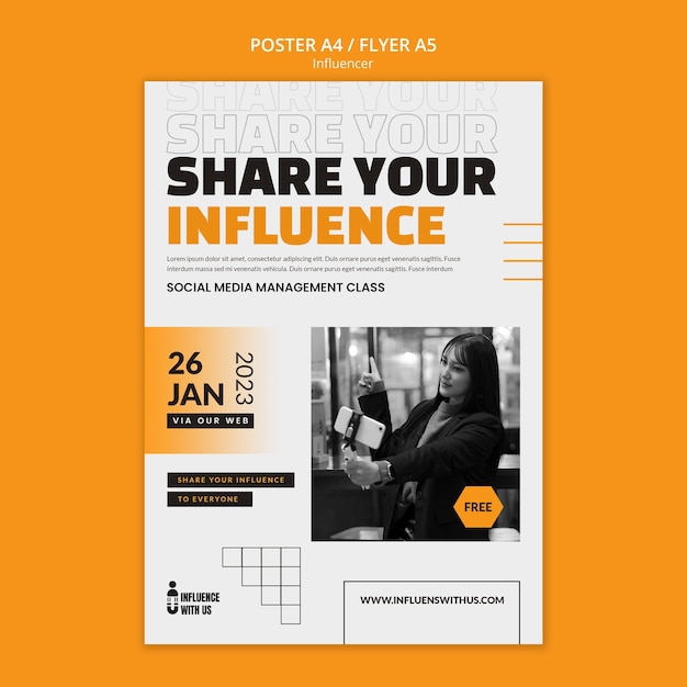 PSD flat design influencer template