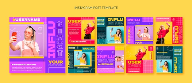 PSD flat design influencer template