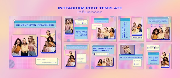 PSD flat design influencer template