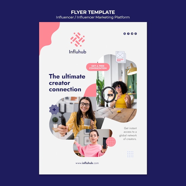 PSD flat design influencer template