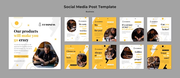 PSD flat design instagram posts business template