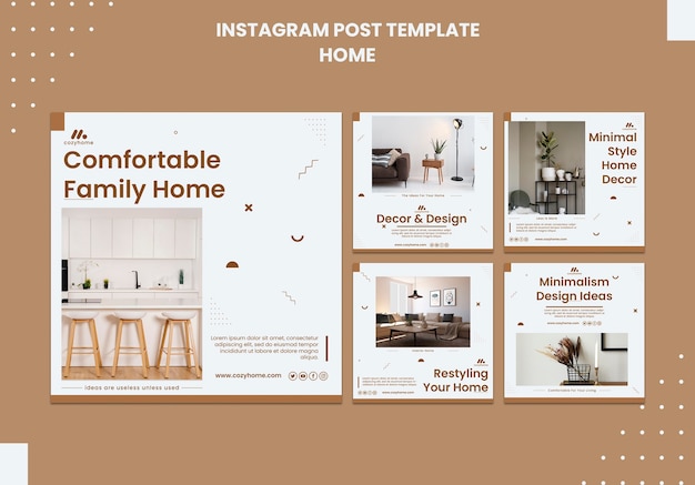 PSD flat design interior design  instagram posts