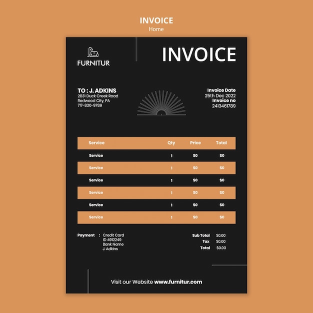 Flat design of interior design template