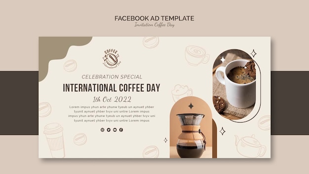 PSD flat design international coffee day template