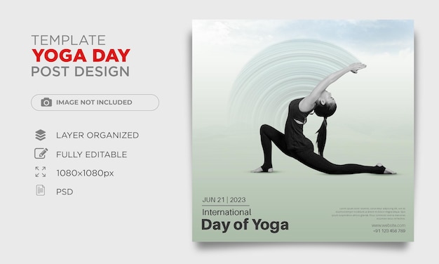 PSD flat design international day of yoga social media post