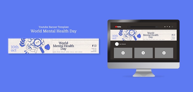 PSD flat design international mental health day youtube