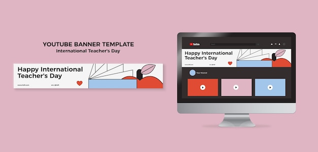 PSD flat design international teacher's day template