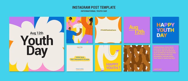flat design international youth day template